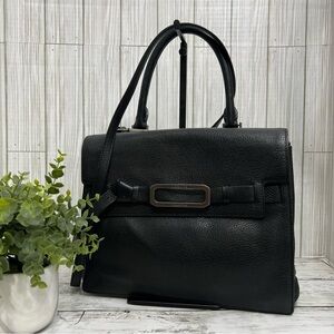 Lanvin Black Pebbled Leather Tote Bag Structured Satchel with Detachable Strap